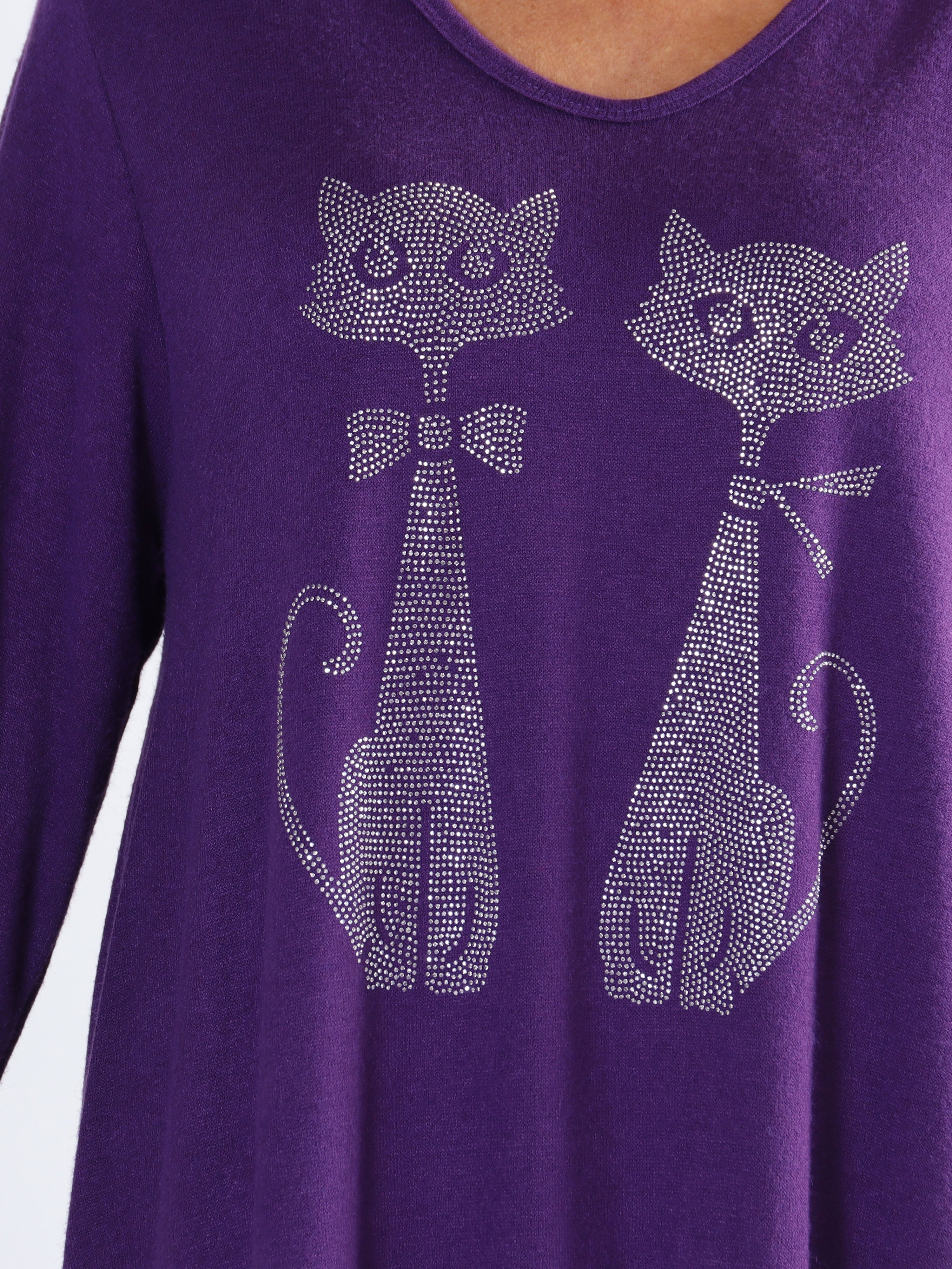 Talia - Klänning i viskos med kattmönster i viskos för större storlekar